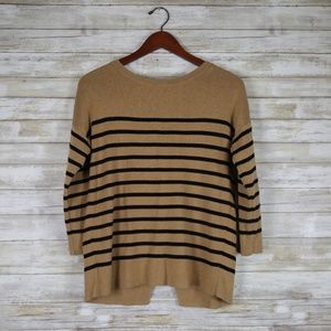 Loft Semi Open Back Black and Brown Stripes sz SM